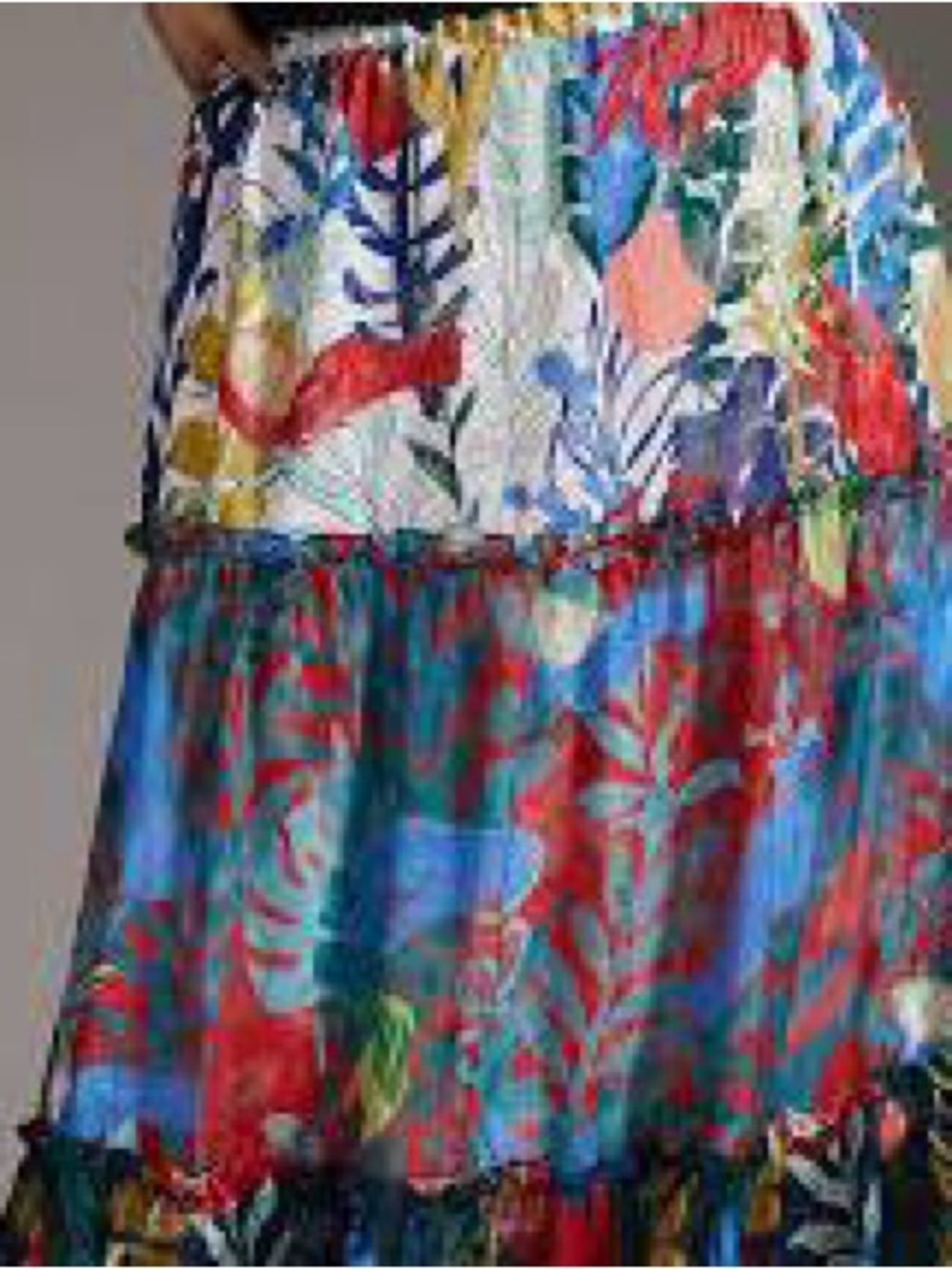 Anthropologie Hutch Boho Tropical Floral Tiered Maxi Skirt | Size 3X - Picture 10 of 11